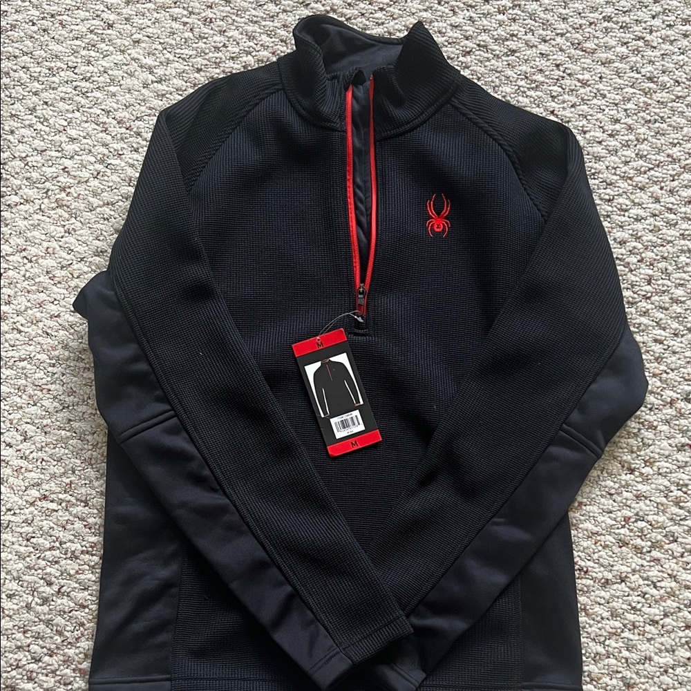 Spyder Men's Black and Red Zip-Up Sweater